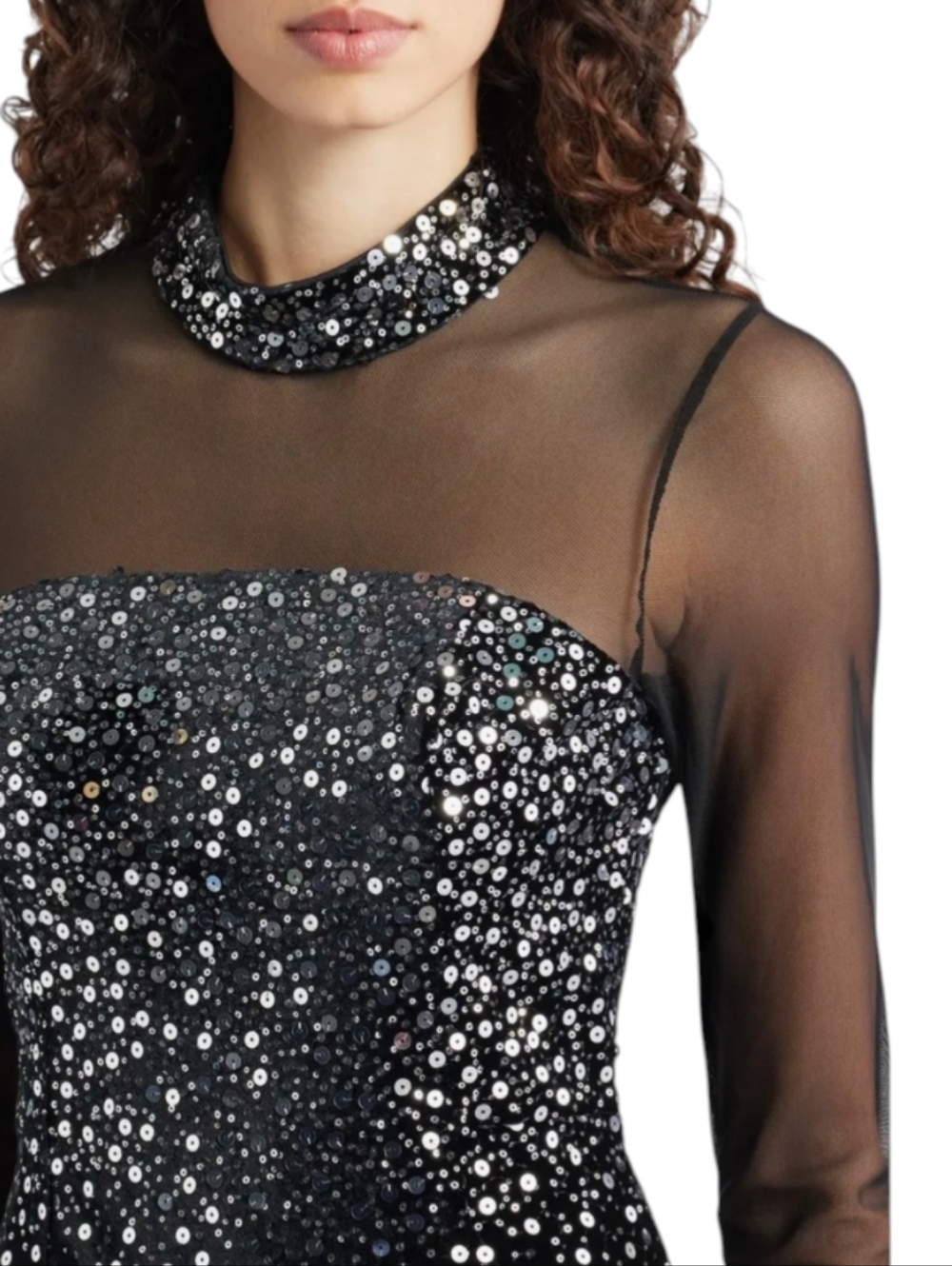 Eliza J Mixed Media Sequin Long Sleeve Cocktail Midi Dress...Size 14 - Picture 3 of 9